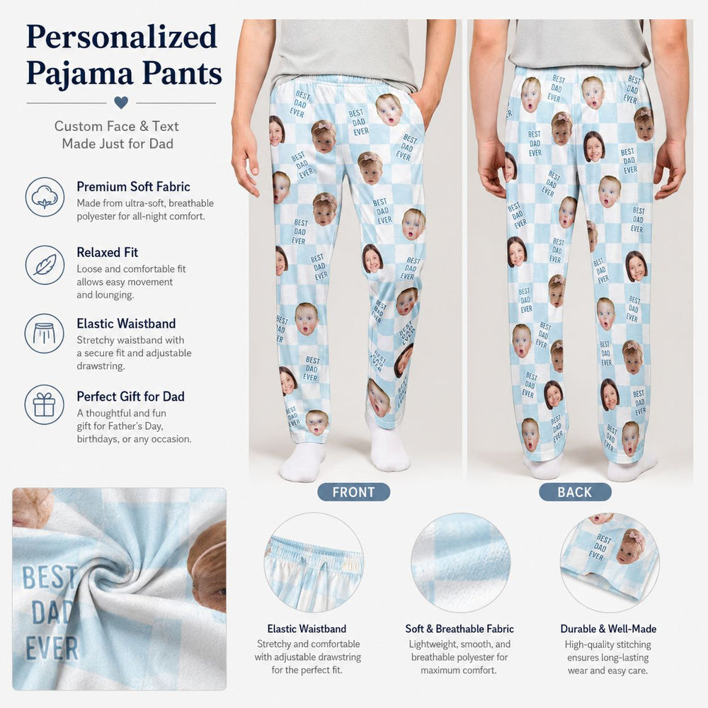 Best Dad Ever Custom Baby Photo Retro - Personalized Lounge Pants