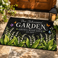 Custom Name & Birth Flower Garden Welcome Mat For Her, Mom, Grandma - Personalized Doormat | Charming Floral Home Decor Gift