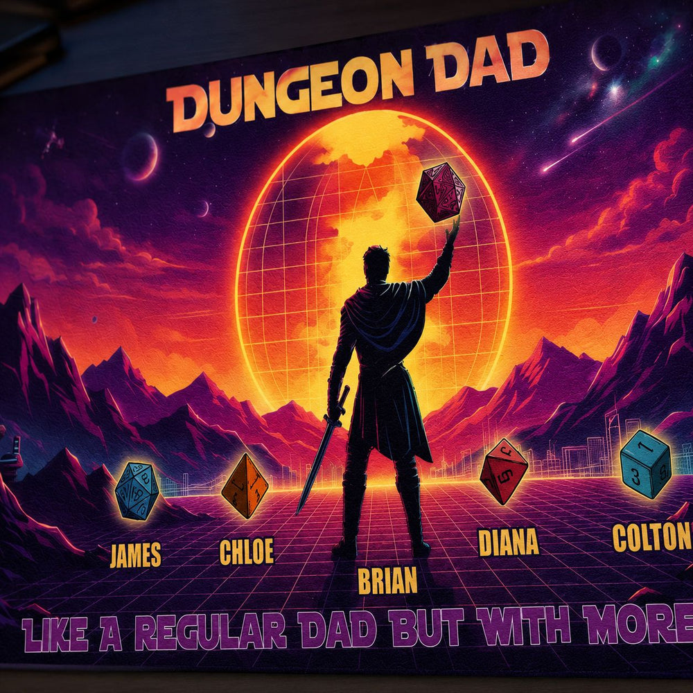 Father's Day Gift Dungeon Dad Like A Regular Dad With More Dice - Desk Mat | RPG Gamer Dad Gift