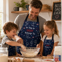 This Daddy Belongs To Independence Doodle Style - Personalized Apron | Fun BBQ Dad Gift
