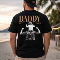Daddy Est Custom Photo Sketch Art Dad Gift - Personalized Shirt