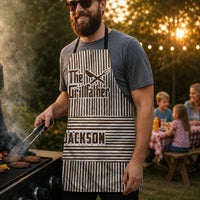 The Grillfather Custom Name Striped Pattern Father's Day Gift For Dad, Husband - Personalized Apron | Gift For Grill Masters