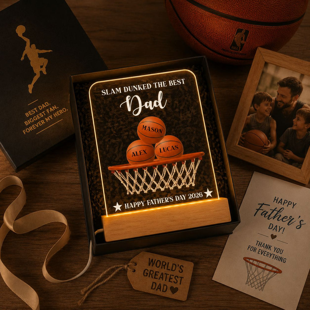 Basketball Dad Slam Dunked The Best Dad - Personalized Night Light