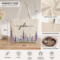 Custom Birth Flower & Name For Her, Wife, Daughter, Sister, Mom, Grandma - Personalized Tote Bag | Thoughtful Floral Gift For Women