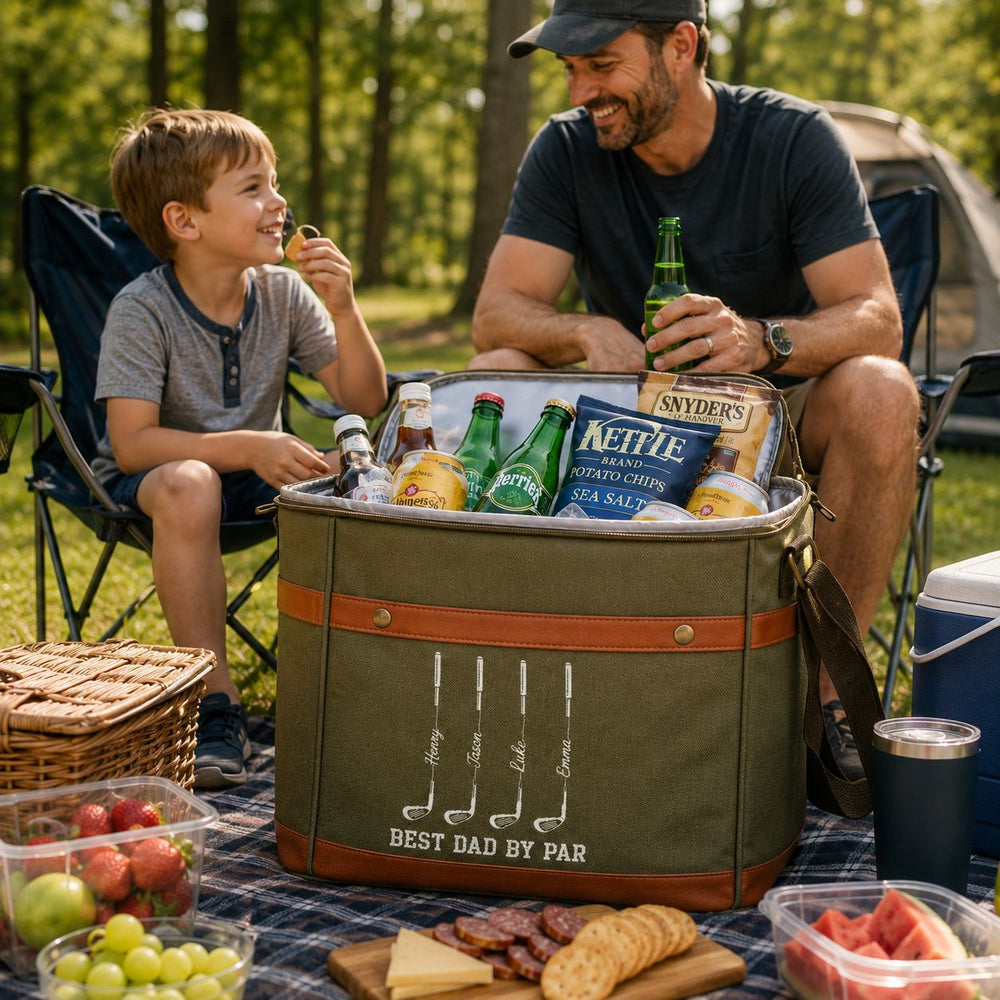 Father's Day Gifts, Best Dad By Par, Best Grandpa By Par - Personalized Cooler Bag | Perfect Golf Lover Gift For Dad & Grandpa
