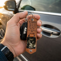 Daddy Can't Wait To Meet You From The Bump - Personalized Leather Photo Keychain