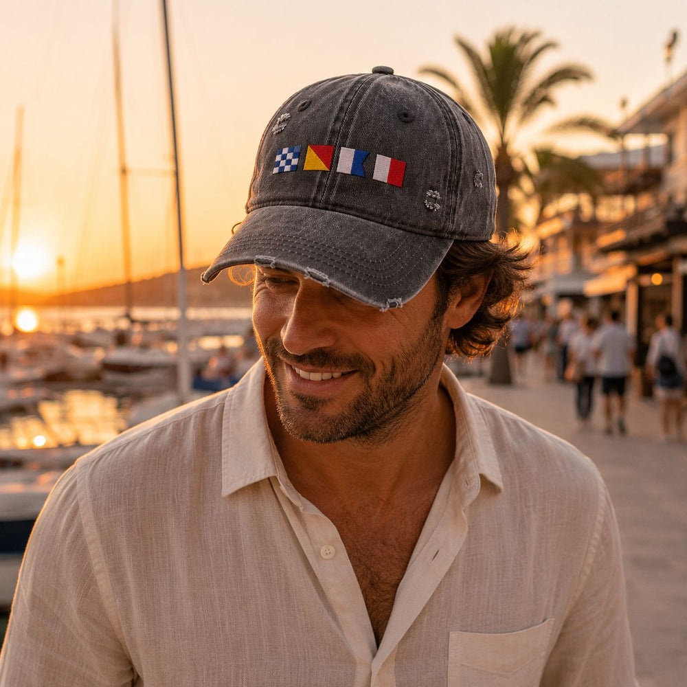 Custom Name In Nautical Flags - Personalized Cap | Coastal Style Gift