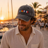 Custom Name In Nautical Flags - Personalized Cap | Coastal Style Gift