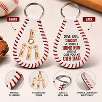 We Scored A Home Run When We Got You As Our Dad - Personalized Leather Baseball Keychain