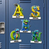 Personalized Dinosaur Alphabet Acrylic Magnet - Custom Name Educational Fridge Magnet Gift for Kids