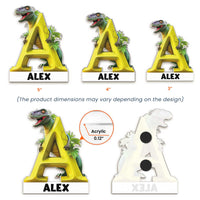 Personalized Dinosaur Alphabet Acrylic Magnet - Custom Name Educational Fridge Magnet Gift for Kids