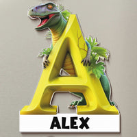 Personalized Dinosaur Alphabet Acrylic Magnet - Custom Name Educational Fridge Magnet Gift for Kids