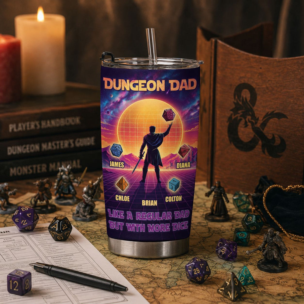 Dungeon Dad Like A Regular Dad With More Dice - Personalized Tumbler