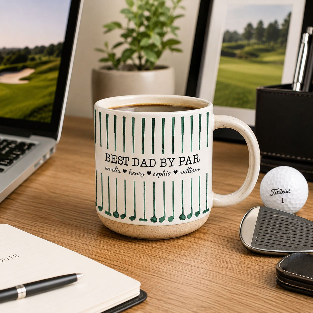 Best Dad By Par Custom Name Golf Dad Gift Father's Day - Personalized Mug | Funny Golf Dad Gift