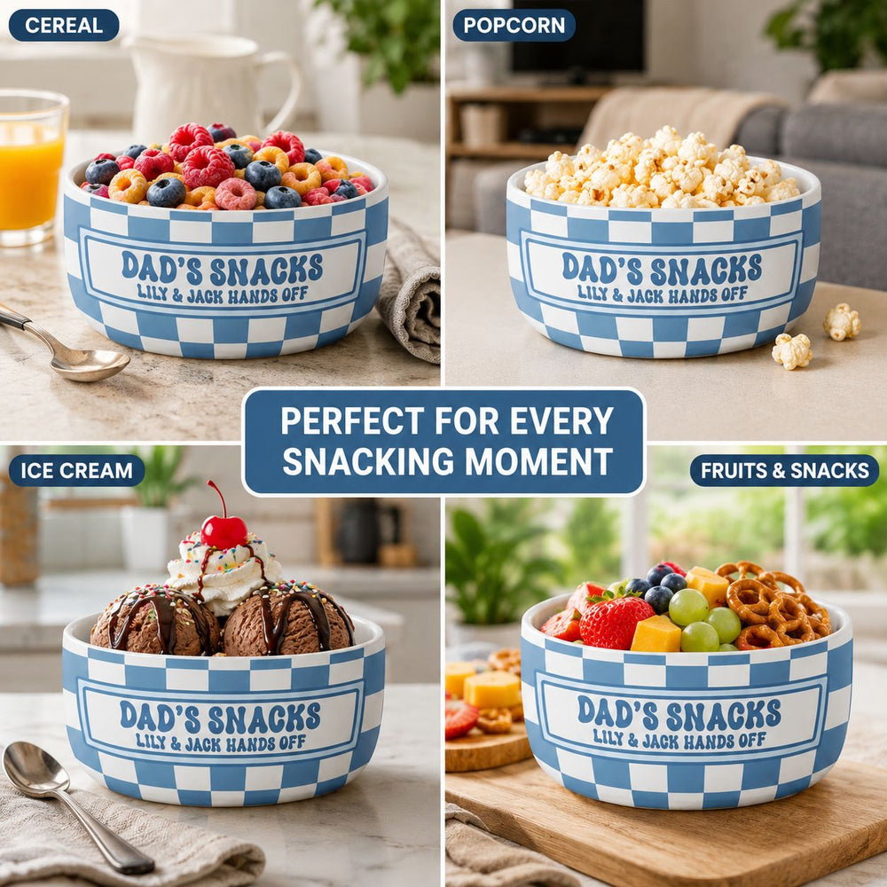Hands Off His Snacks Dad Grandpa - Personalized Ceramic Bowl