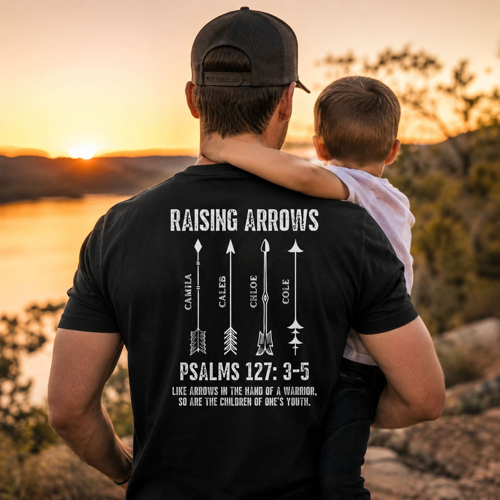 Raising Arrows Christian Dad Kids' Names - Personalized Shirt