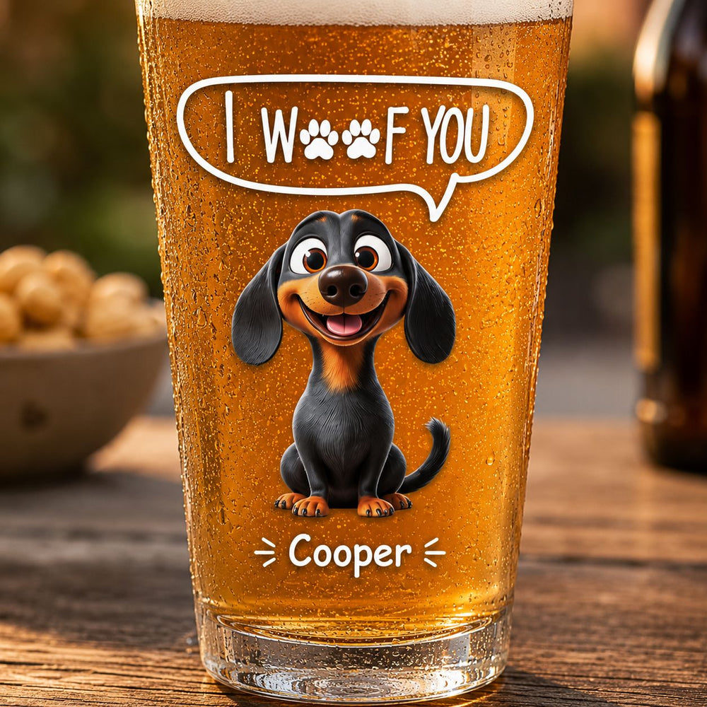 Thanks Dad We Woof You New Version - Personalized Beer Glass