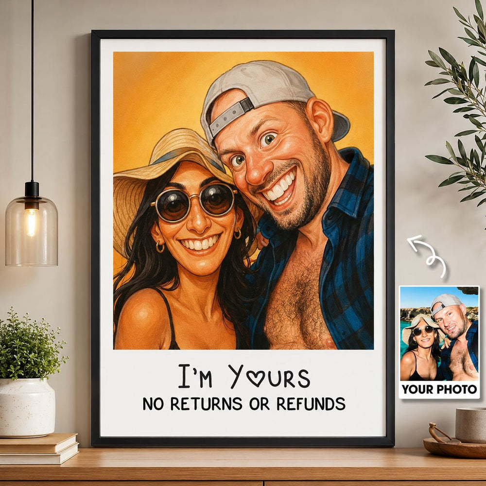 Caricature Wall Art Custom Couple Cartoon - Personalized Photo Poster