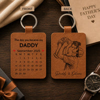 The Day You Became My Dad Sketch Line Art Father's Day Gift For Him - Personalized Keychain | Gift For Dad