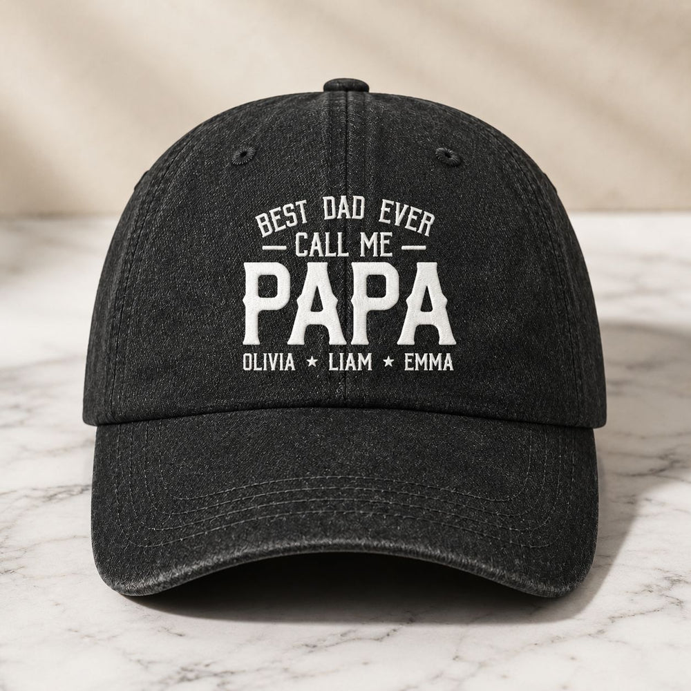 My Favorite People Call Me Papa Names - Personalized Distressed Denim Cap