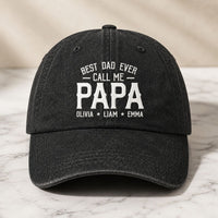 My Favorite People Call Me Papa Names - Personalized Distressed Denim Cap