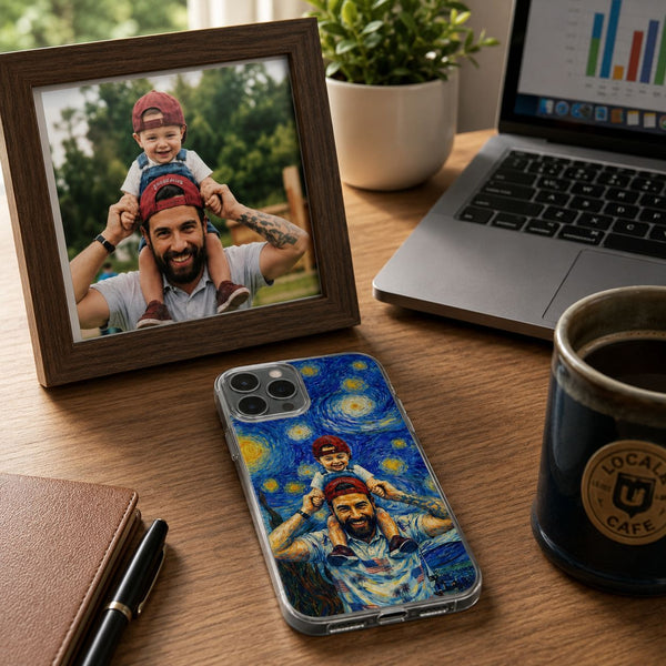 Custom Photo Van Gogh Style Dad Gift - Personalized Phone Case