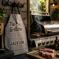The Grillfather Custom Name Striped Pattern Father's Day Gift For Dad, Husband - Personalized Apron | Gift For Grill Masters