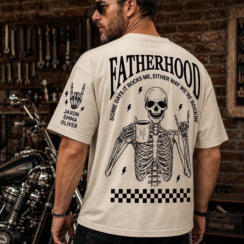 Fatherhood. Some Days I Rock It, Some Days It Rocks Me - Personalized Shirt | Funny Dad Life Gift