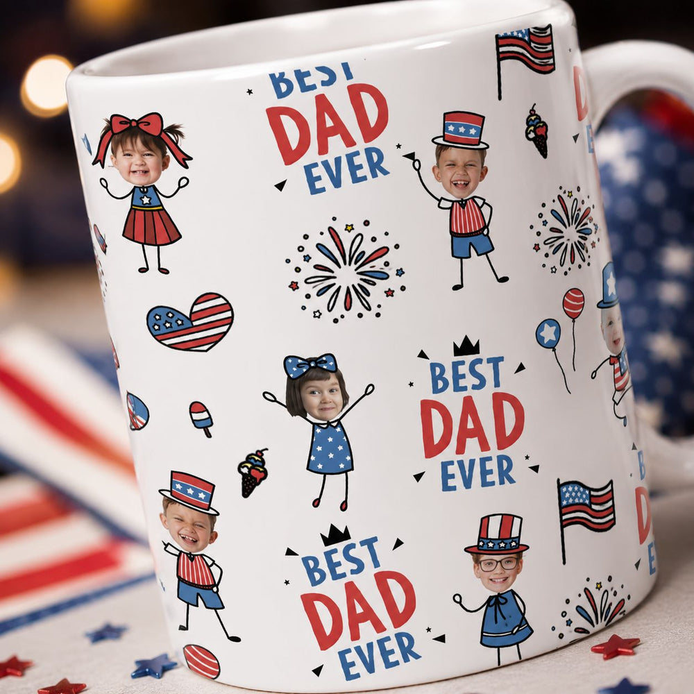 Best Dad Ever USA Flag - Personalized Mug | Patriotic Father’s Day Gift For Dad & Grandpa
