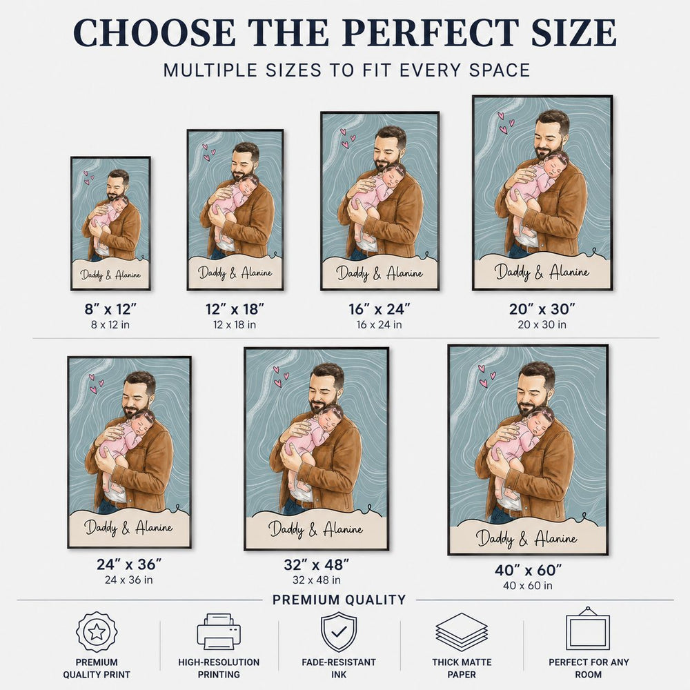 Custom Photo Watercolor Father's Day - Personalized Poster
