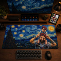 Custom Photo Van Gogh Art Father's Day Gift For Dad, Husband - Personalized Desk Mat | Artistic Dad Gift