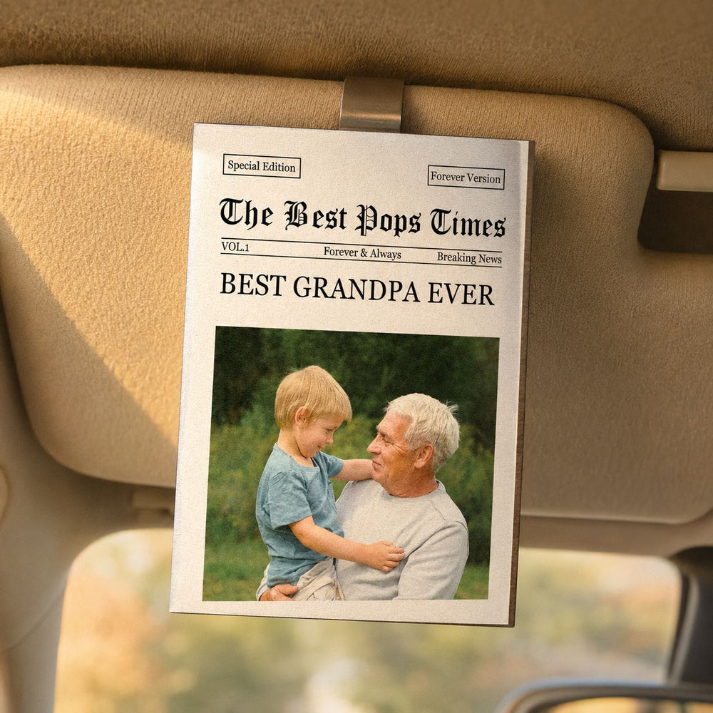 Drive Safe Papa We Love You - The Grandpa Times - Personalized Car Visor Clip | Heartfelt Gift From Grandkids For Grandpa
