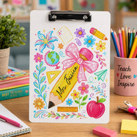 Boho Floral Pencil - Personalized Clipboard | Cute Teacher Desk Accessory Gift