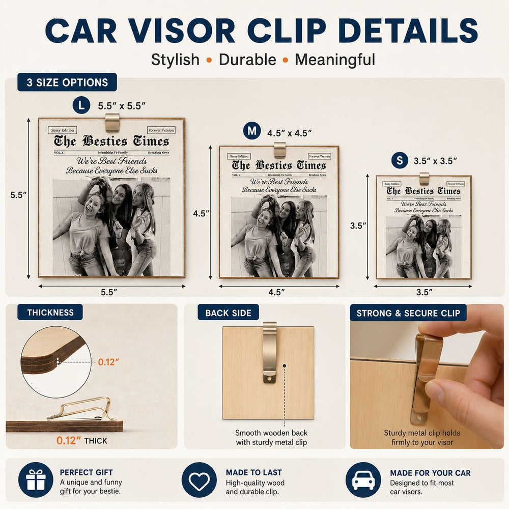 The Best B*tches Friendship - Drive Safe, Besties - Personalized Car Visor Clip | Funny Best Friend Gift For Besties