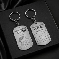 Custom Baby Photo Sketch Line Art Father's Day Gift For New Dad, Husband - Personalized Keychain | Meaningful Keepsake Gift