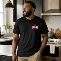 Girl Dad With Kids' Names On Sleeves - Pink Dad | Cute Shirt For Girl Dad