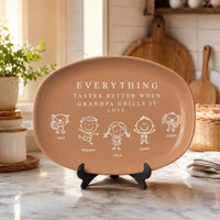 Everything Tastes Better When Grandpa Grills It - With Kids' Names - Personalized Platter | BBQ Grandpa Gift