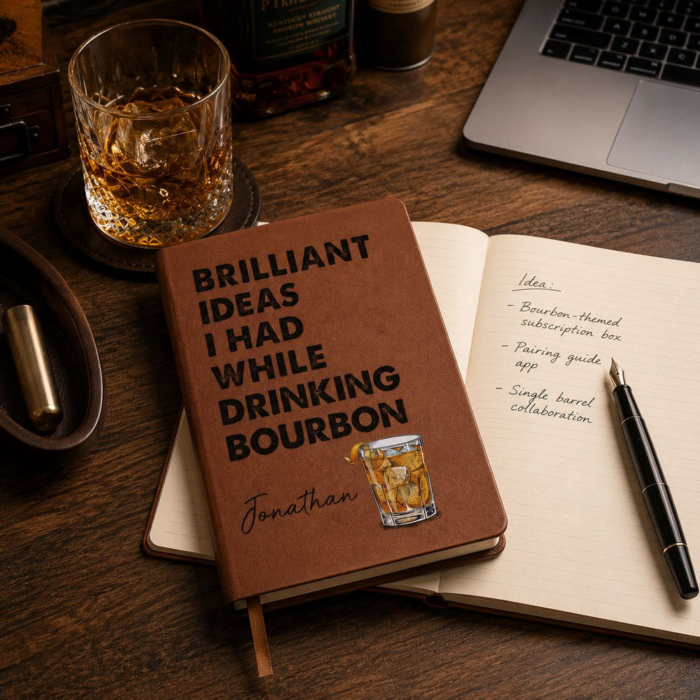 Brilliant Ideas I Had While Drinking Bourbon Wine Whiskey - Personalized Leather Journal