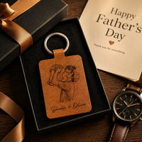 The Day You Became My Dad Sketch Line Art Father's Day Gift For Him - Personalized Keychain | Gift For Dad