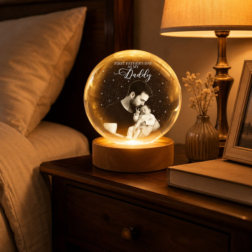 Our First Father's Day Together Custom Photo, For New Dad - Personalized Night Light