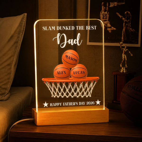 Basketball Dad Slam Dunked The Best Dad - Personalized Night Light