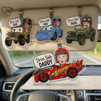Drive Safe Daddy Custom Kid Face Father's Day - Personalized Car Visor Clip | Cute Dad Car Gift