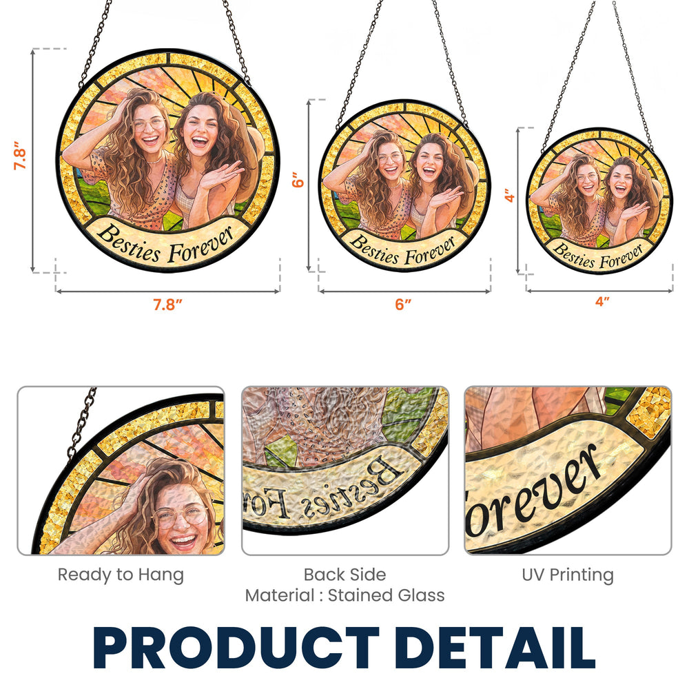 Friendship Gifts Photo Stained Glass - Personalized Window Hanging Suncatcher
