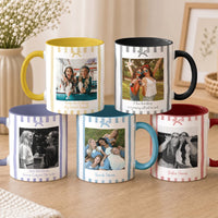Personalized Friendship Photo Mug - Custom Bestie Gift for Her, Striped Accent Mug