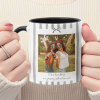Personalized Friendship Photo Mug - Custom Bestie Gift for Her, Striped Accent Mug