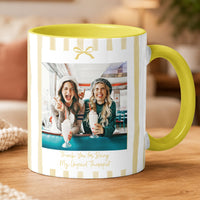 Personalized Friendship Photo Mug - Custom Bestie Gift for Her, Striped Accent Mug