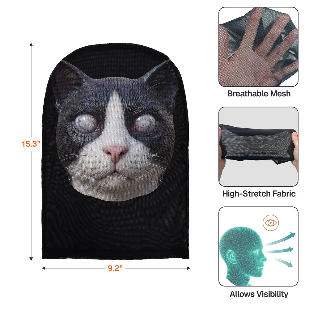 Custom Funny Animal Face Balaclava Mask, Personalized Pet Halloween Costume Hood