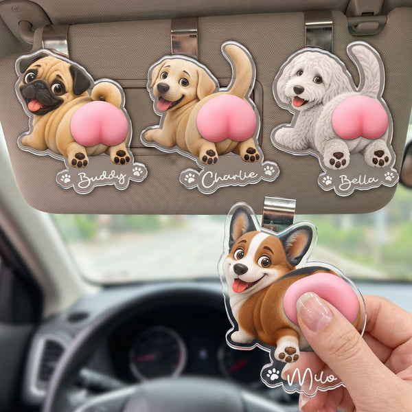Funny Squishy Butt Custom Dog Photo Personalized Car Visor Clip