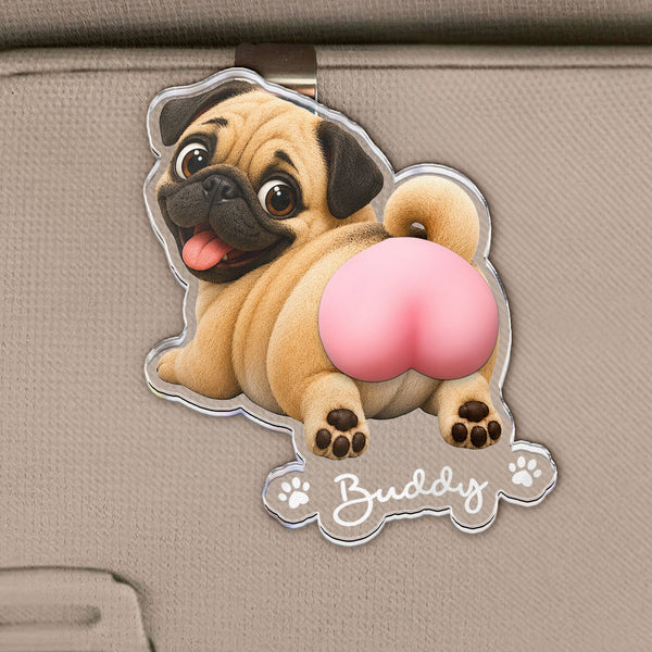 Funny Squishy Butt Custom Dog Photo Personalized Car Visor Clip