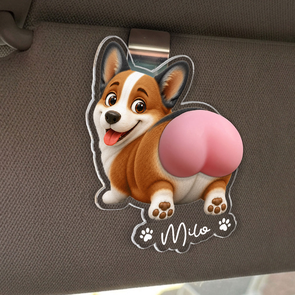 Funny Squishy Big Butt Gift For Dog Lover - Personalized Car Visor Clip